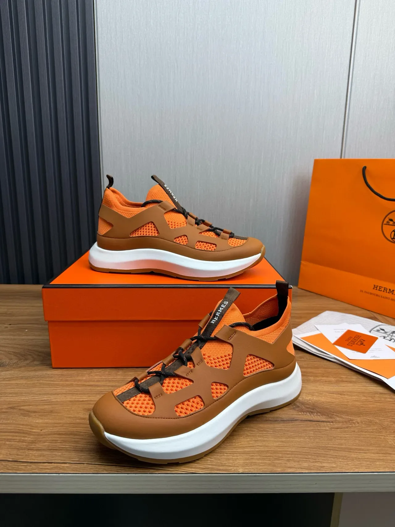 Hermès Oran Sneaker Tan and Orange Lifestyle Sneakers 4