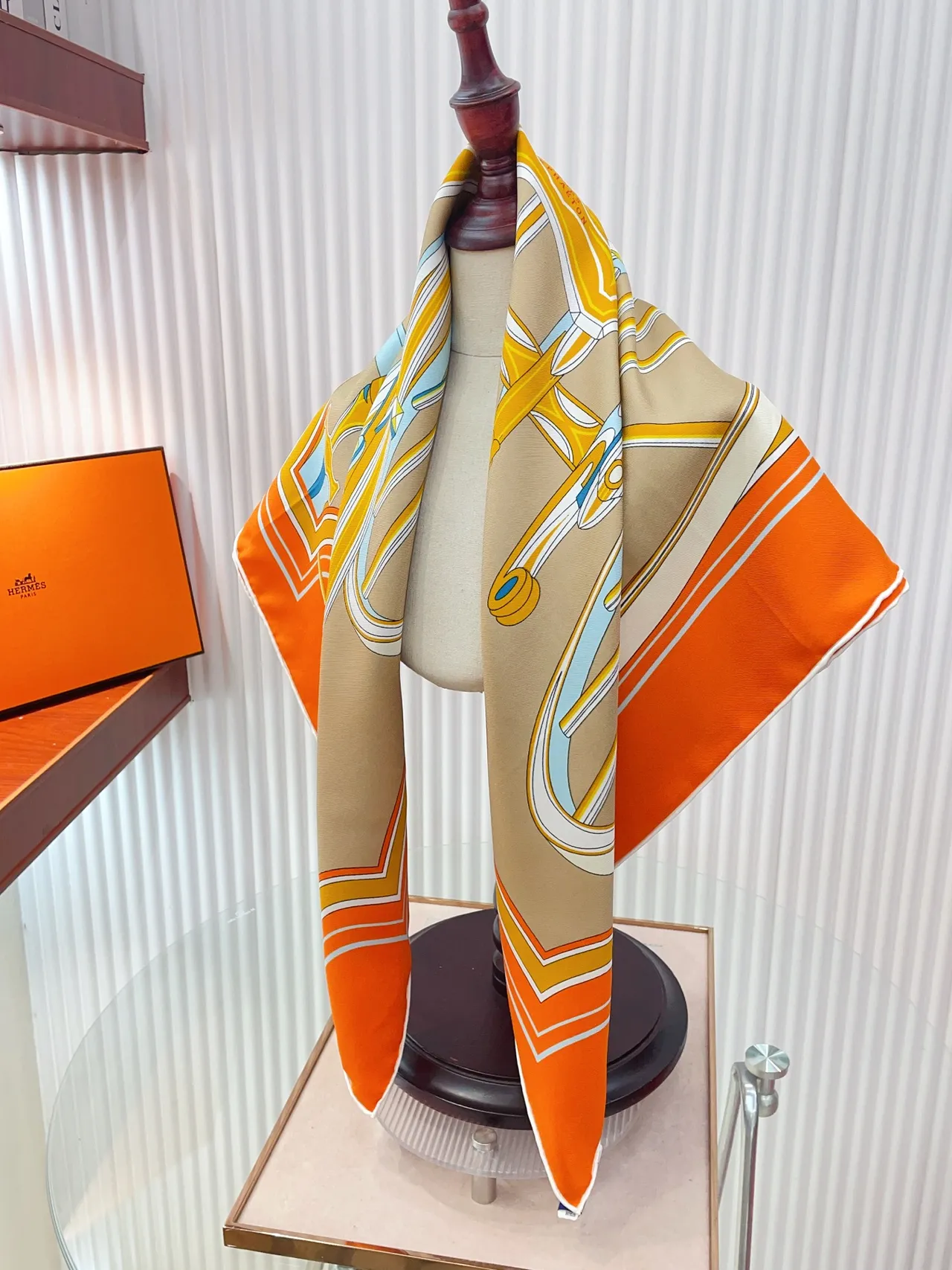 Hermès Phaeton's Wheel Orange Pink Silk Scarf 2