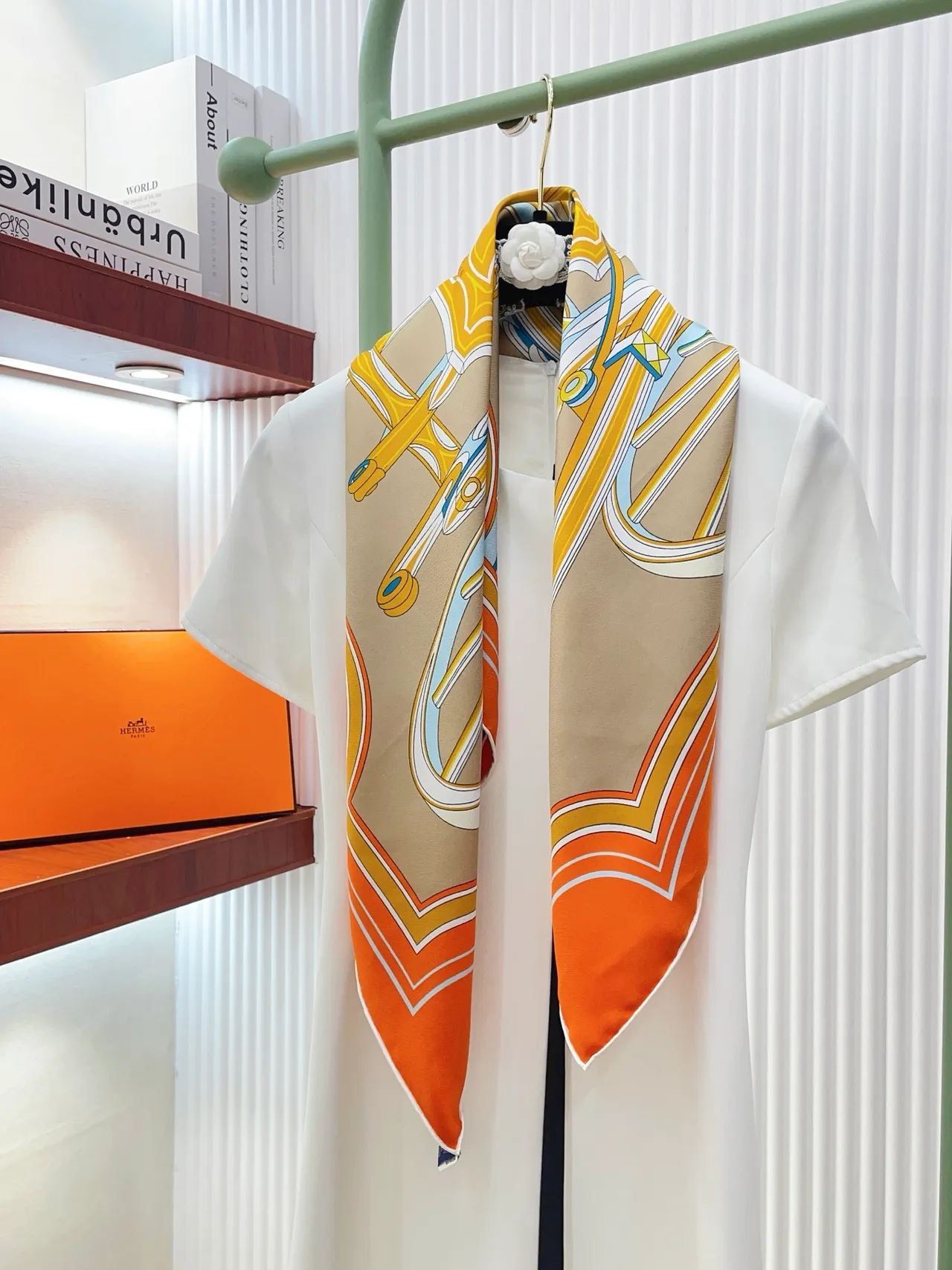 Hermès Phaeton's Wheel Orange Pink Silk Scarf 7