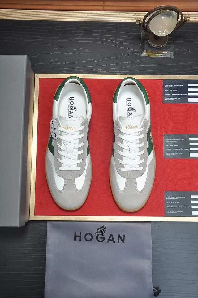 Hogan Chaussures Lifestyle Blanches Vertes Basses Inspirées Du Derby Semelle Gomme 3