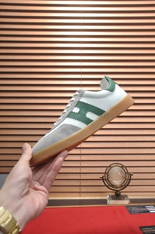 Hogan Chaussures Lifestyle Blanches Vertes Basses Inspirées Du Derby Semelle Gomme 6
