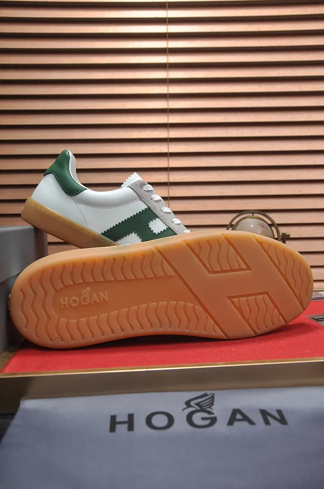 Hogan Chaussures Lifestyle Blanches Vertes Basses Inspirées Du Derby Semelle Gomme 7