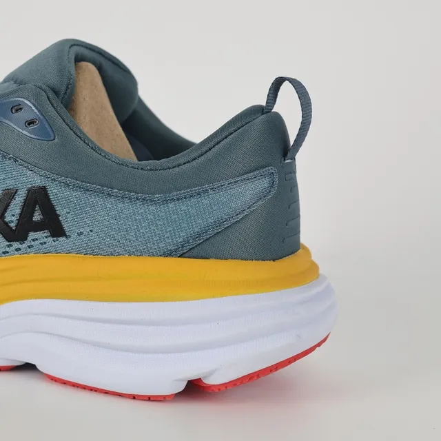 Hoka Clifton Blue Yellow Maximalist Cushioned Sole Engineered Knit Upper Running Shoes 4