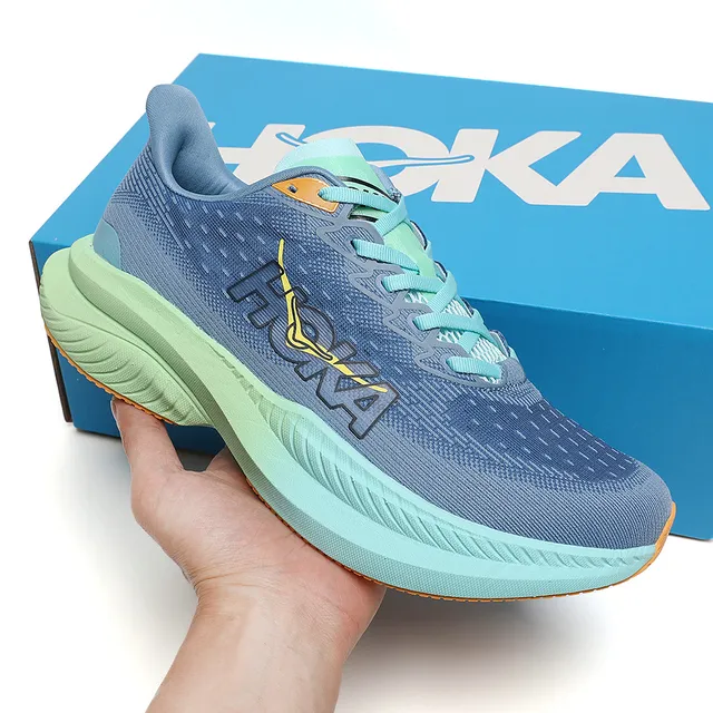 Hoka Mach 6 Azul Gris Menta Verde Zapatillas de correr 7