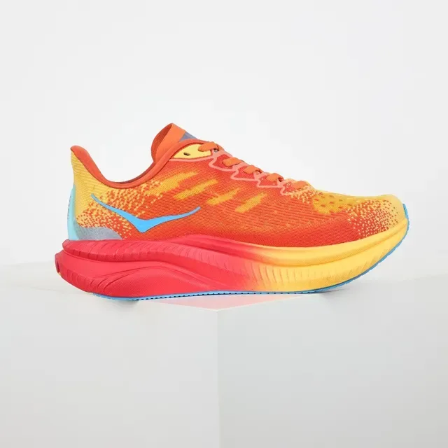 Hoka 黄色红色 针织鞋面 渐变中底 跑鞋 7