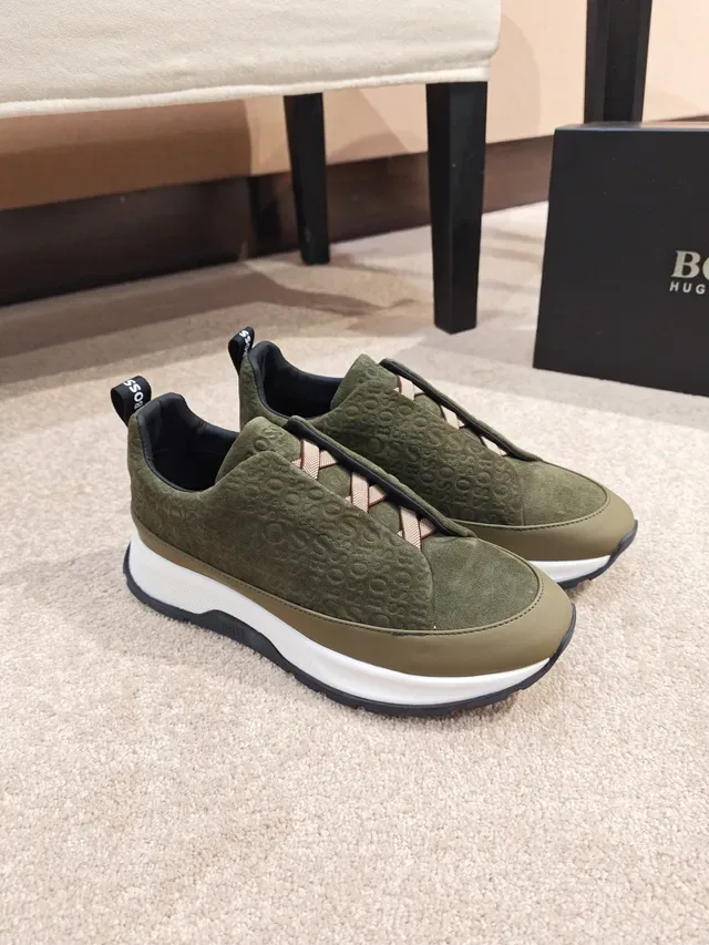 Hugo Boss 军绿色白 拖鞋式 橄榄色纹理鞋面 运动鞋 4