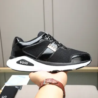 Hugo Boss Sneakers lifestyle noirs en cuir patenté et maille