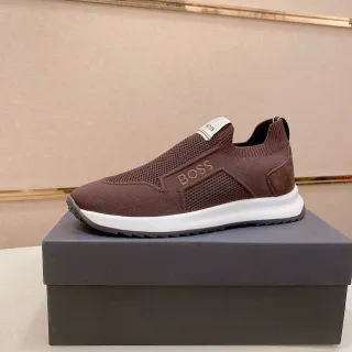 Hugo Boss Brown Knit Slip-On Sneaker