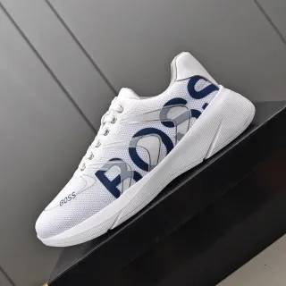 Hugo Boss Logo Print White and Navy Lifestyle Sneakers
