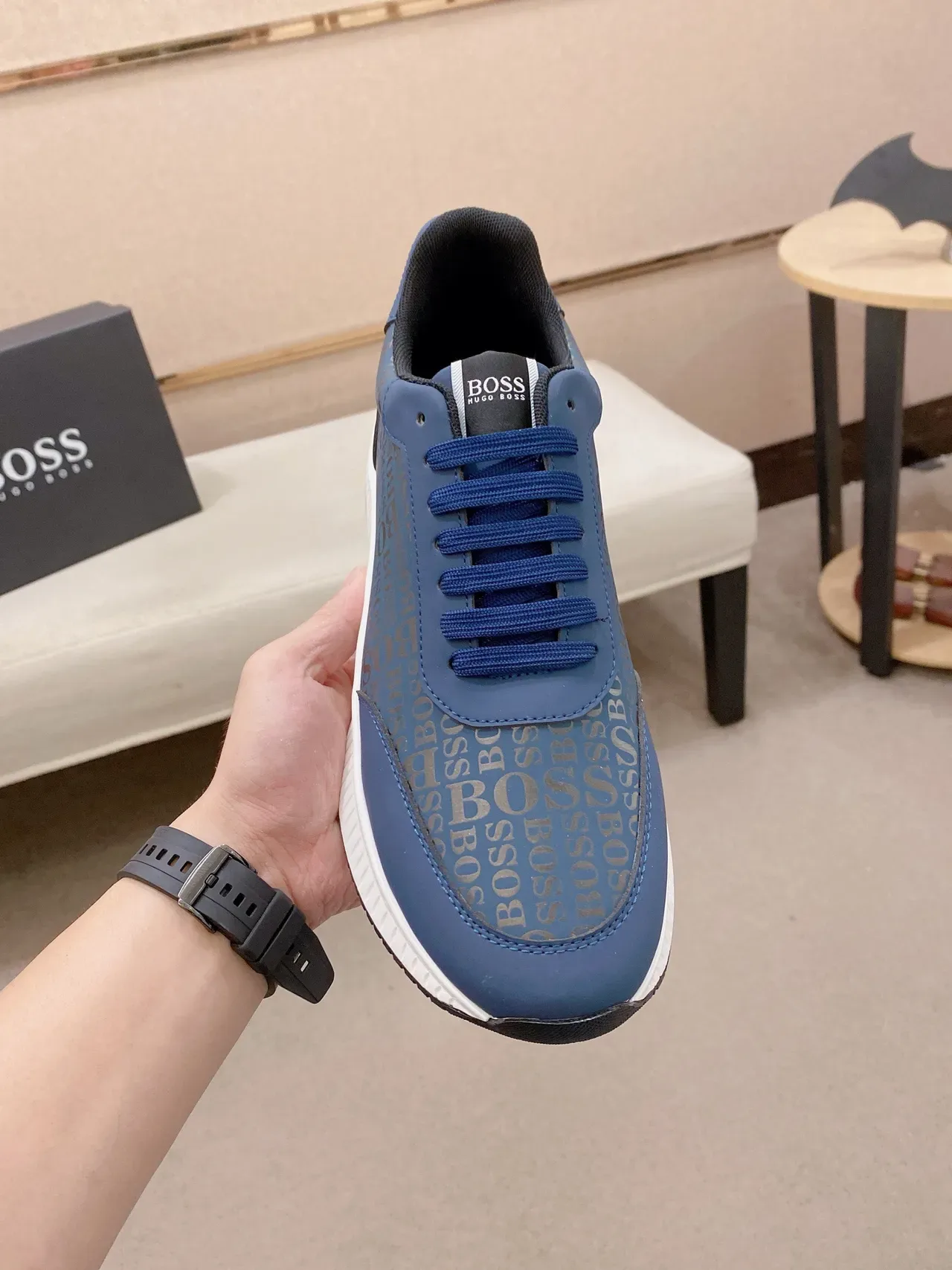 Hugo Boss 印花蓝色生活方式运动鞋 2