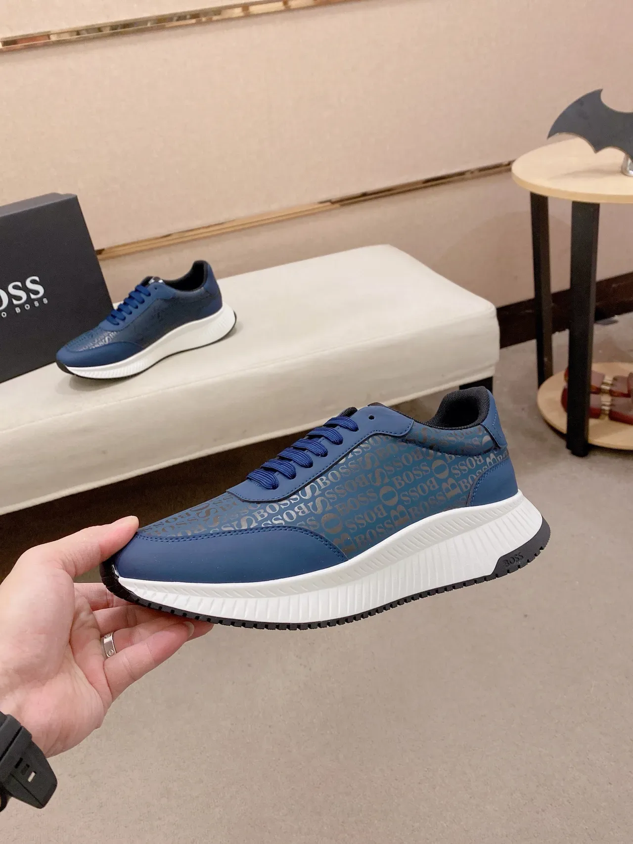 Hugo Boss 印花蓝色生活方式运动鞋 3