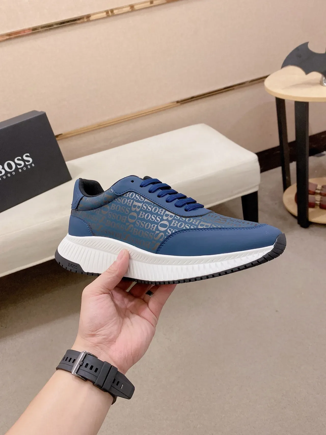 Hugo Boss 印花蓝色生活方式运动鞋 4