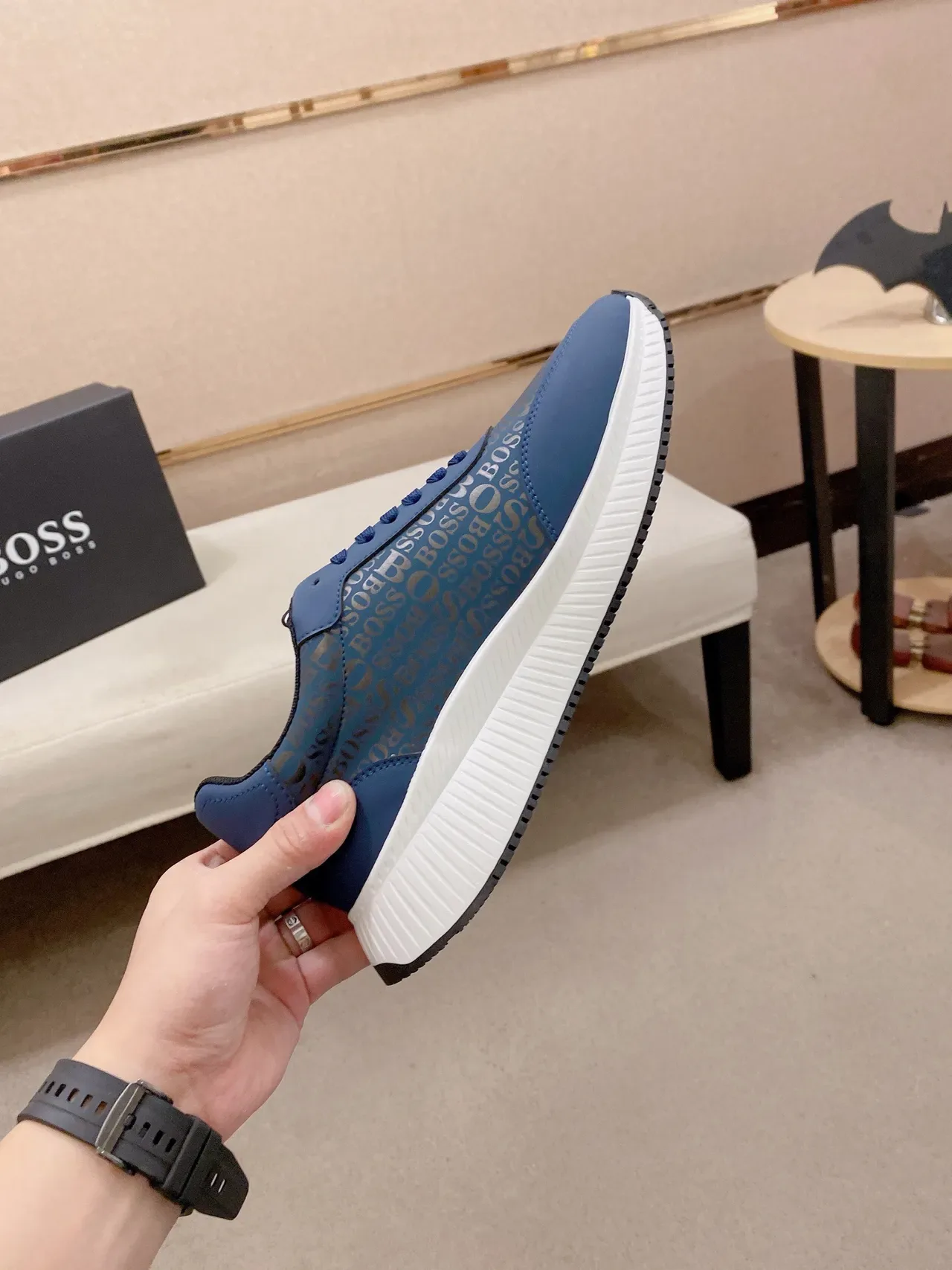 Hugo Boss 印花蓝色生活方式运动鞋 5