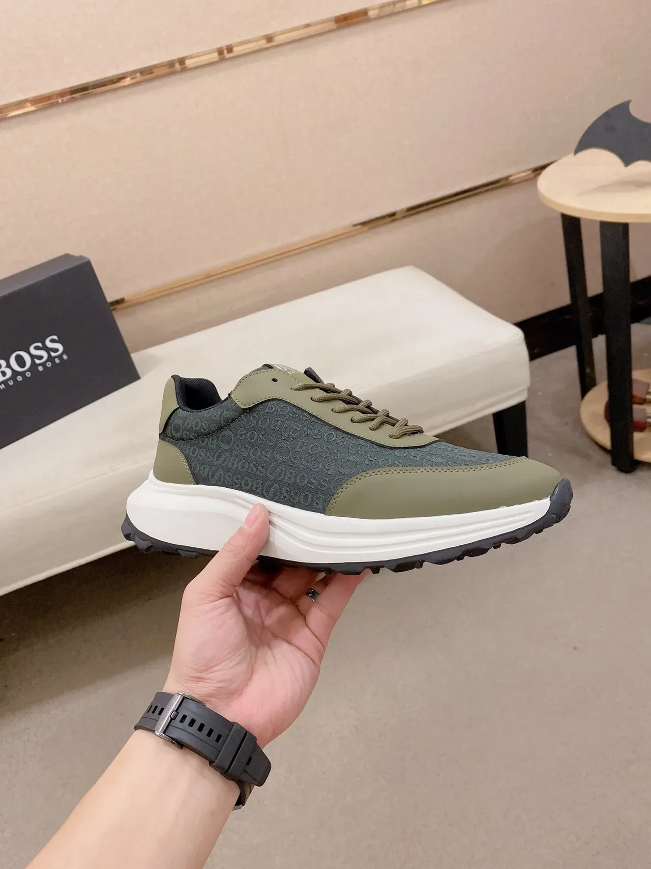 Hugo Boss Monogrammed Verde Oliva y Gris Zapatillas Lifestyle 5