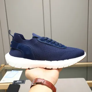 Hugo Boss Navy Knit and Suede Lifestyle Sneaker