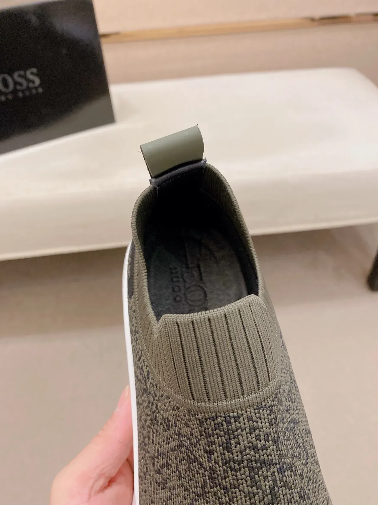 Hugo Boss Basket Slip-On Knit Vert Olive Lifestyle 3