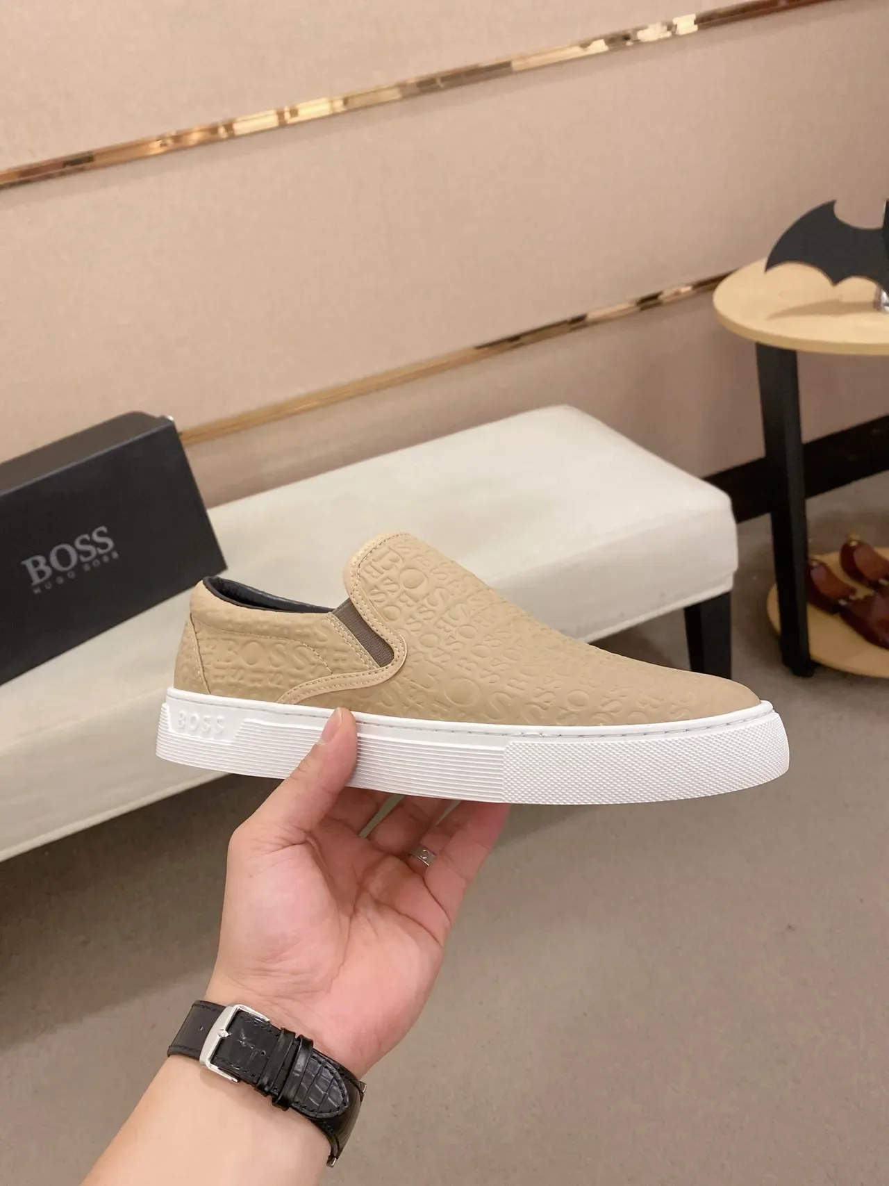 Hugo Boss 米色 Monogram 穆勒鞋 生活休闲鞋 4