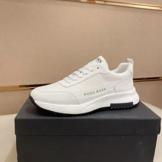 Hugo Boss 白黑纺织和合成上层雕塑厚底生活方式运动鞋