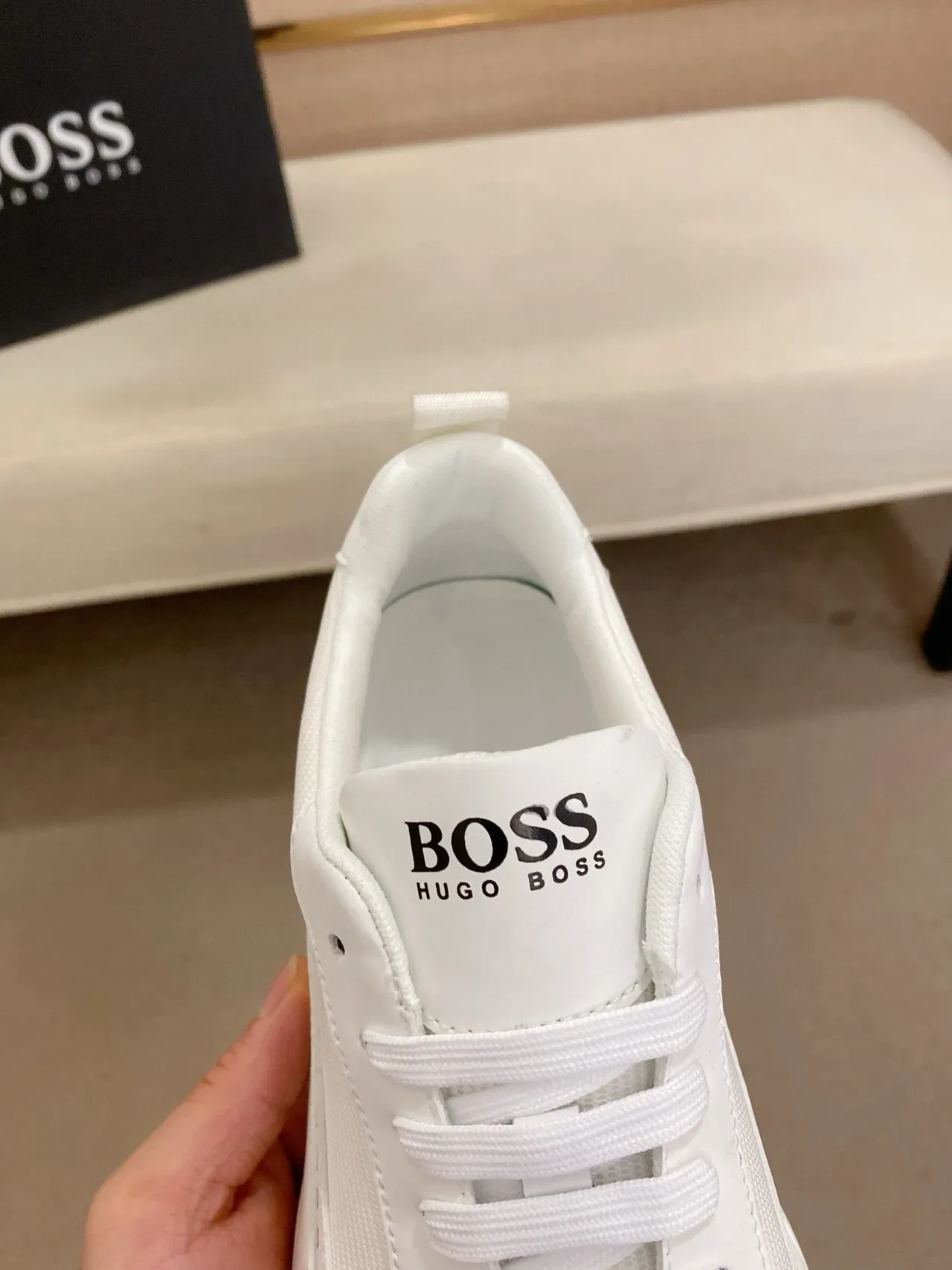 Hugo Boss branco preto têxtil e sintético superior sculptado chunky midsole lifestyle sneakers 6