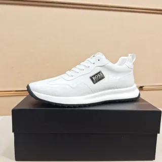 Hugo Boss 白色鳄鱼压纹徽标贴片生活方式运动鞋