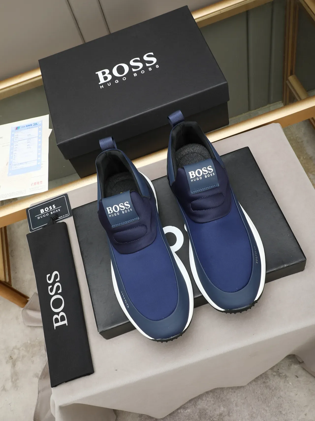 HUGO Navy Slip-On Lifestyle Zapatilla 3