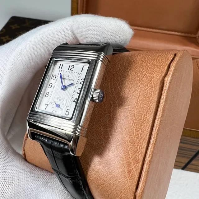 Jaeger-LeCoultre 黑白长方形凸纹纹理表壳 花纹雕刻表盘 机械腕表 4