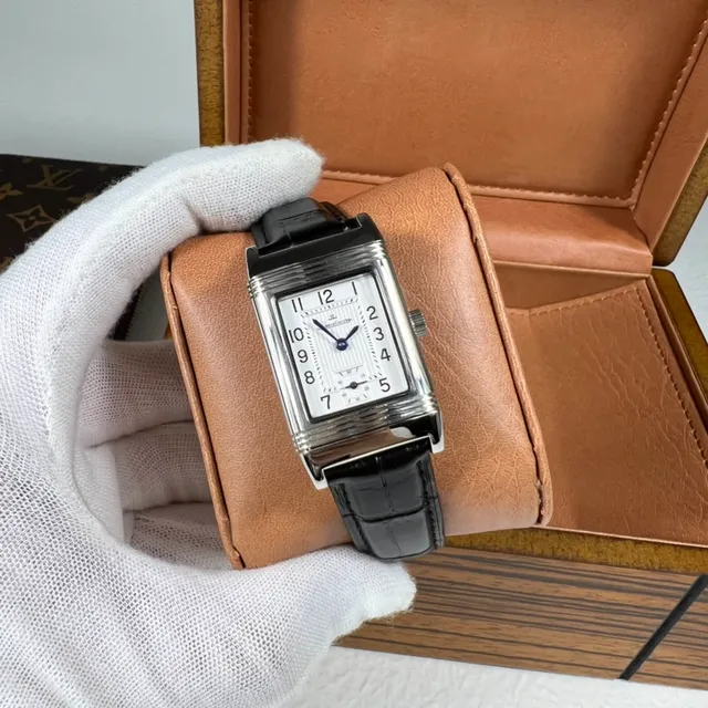 Jaeger-LeCoultre 黑白长方形凸纹纹理表壳 花纹雕刻表盘 机械腕表 5