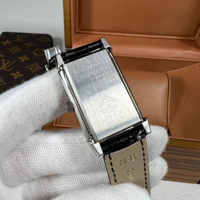 Jaeger-LeCoultre 黑白长方形凸纹纹理表壳 花纹雕刻表盘 机械腕表 6
