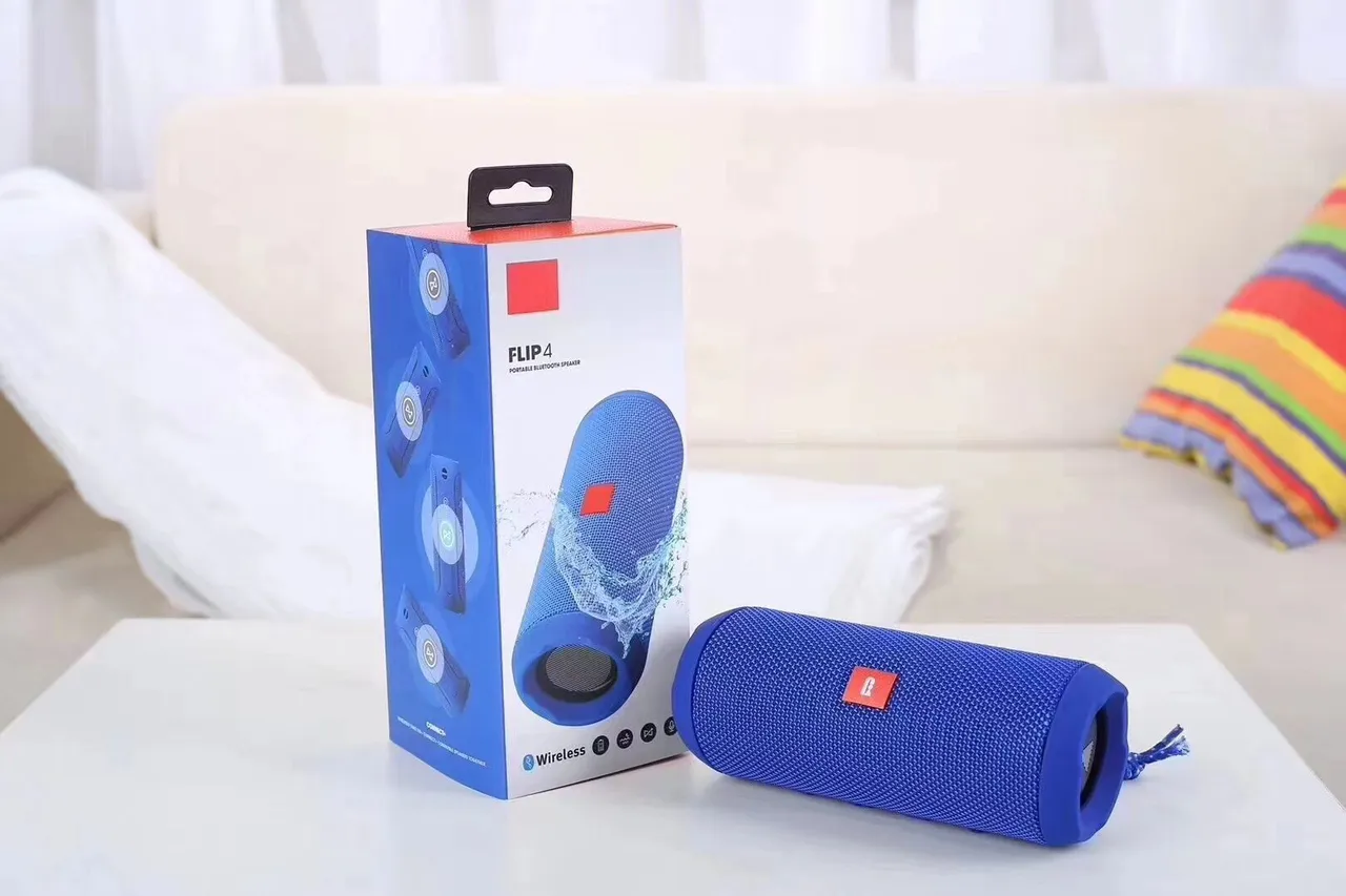 JBL Flip 4 Black Red Cylindrical Form Fabric Grille Exterior Portable Speaker 6