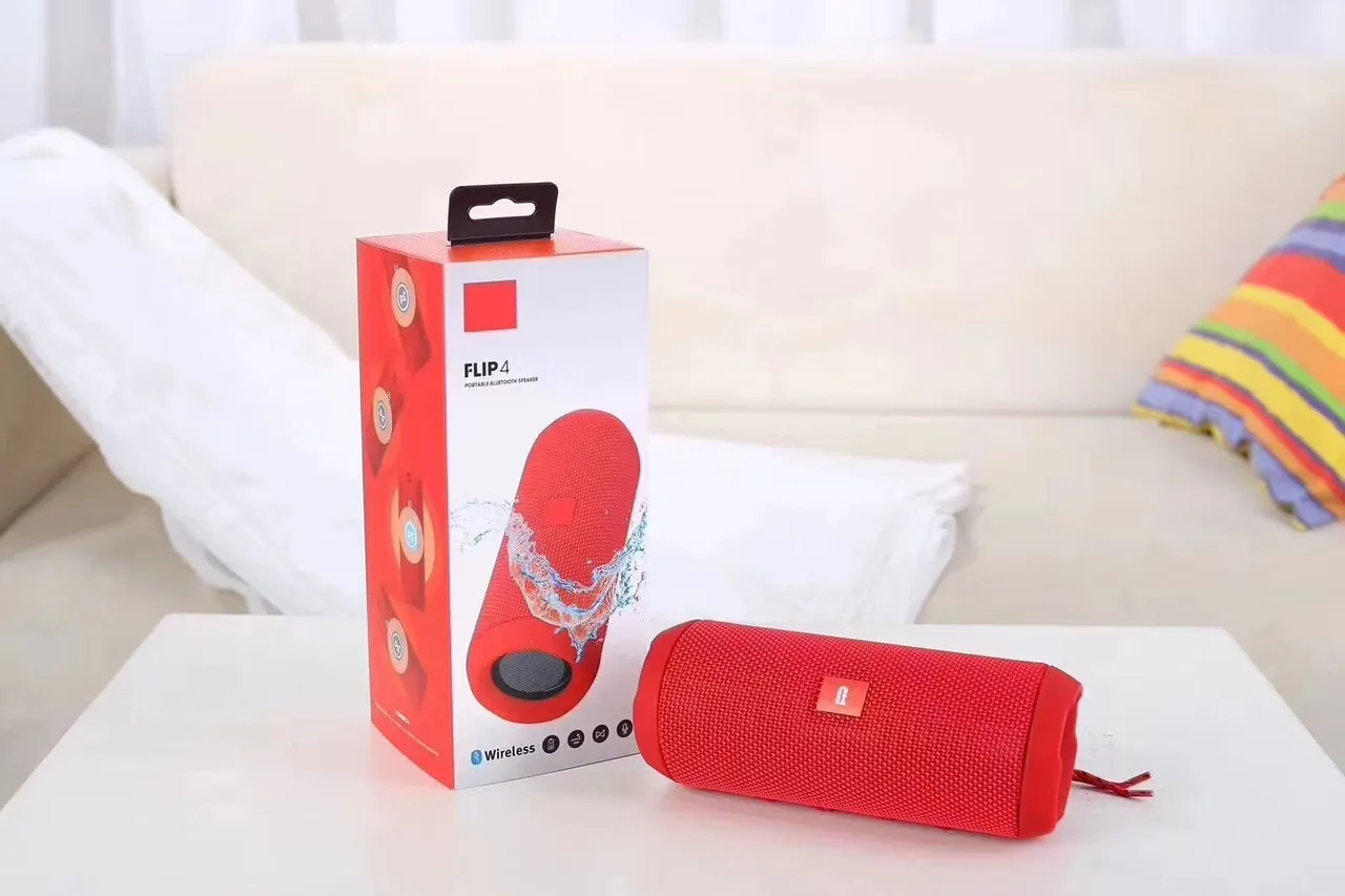 JBL Flip 4 Black Red Cylindrical Form Fabric Grille Exterior Portable Speaker 7