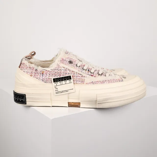 JW Anderson tênis lifestyle com plataforma de tweed 3