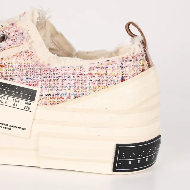 JW Anderson tênis lifestyle com plataforma de tweed 4
