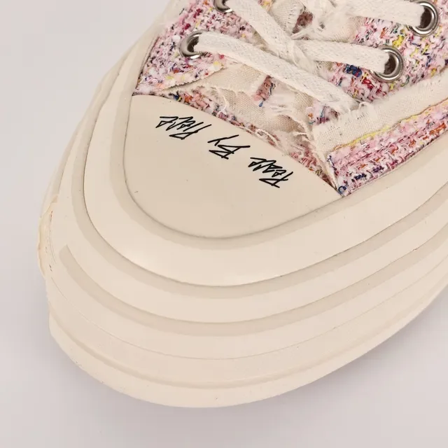 JW Anderson tênis lifestyle com plataforma de tweed 5