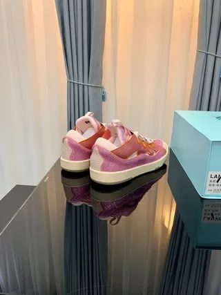 Lanvin Sneakers lifestyle rose avec maille brillante et bretelle ondulée 3