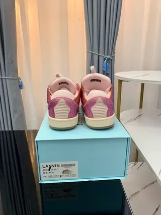 Lanvin Sneakers lifestyle rose avec maille brillante et bretelle ondulée 5