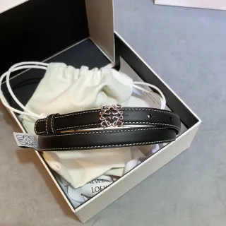 Loewe Anagram Belt Black White Thin Contrast Stitching Leather Belt