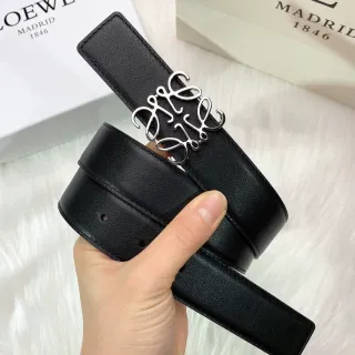 Loewe Anagram Black Leather Belt