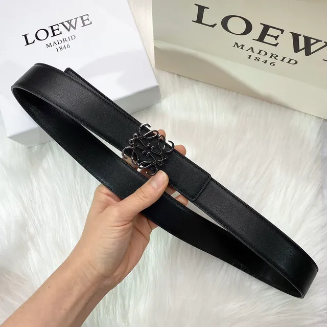 Loewe Anagram Black Leather Belt 4
