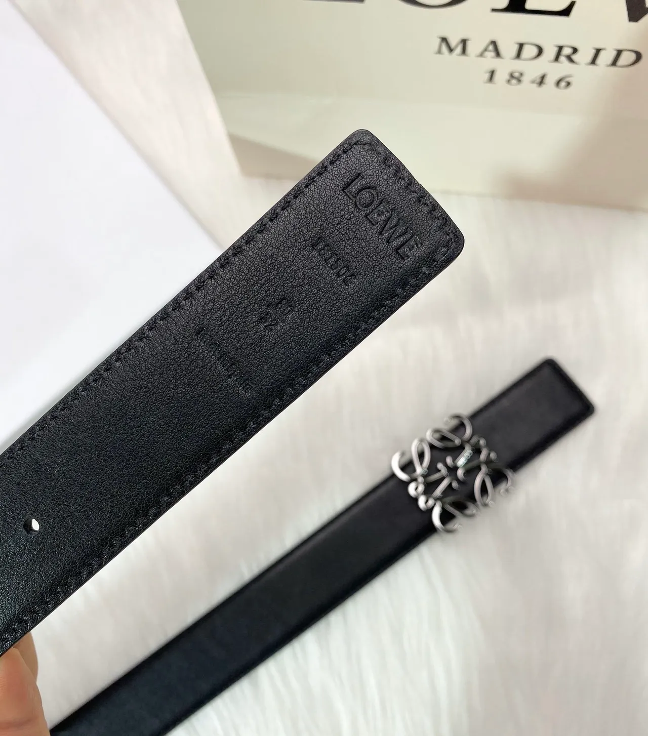 Loewe Anagram Black Leather Belt 8