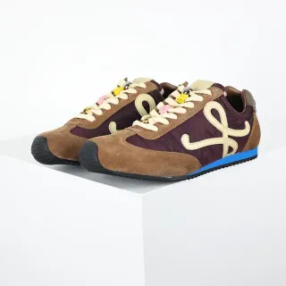 Loewe Brown Burgundy Mixed-Material Upper Oversized Anagram Logo Lifestyle Sneakers