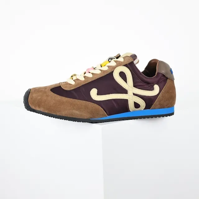 Loewe Brown Burgundy Mixed-Material Upper Oversized Anagram Logo Lifestyle Sneakers 9