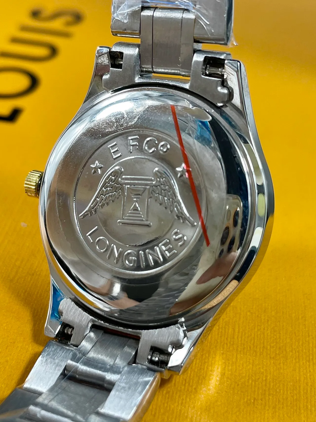 Longines ساعة ذهب أسود ثنائي اللون صلبة من الفولاذ المقاوم للصدأ مع وجه ساعة غيلوشيه كوارتز 2