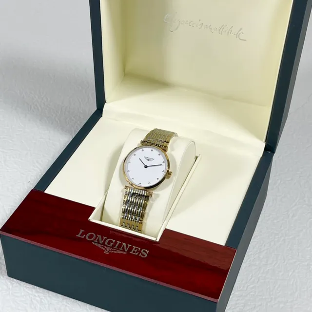 Longines DolceVita وجه أبيض ثنائي اللون كوارتز ساعة 3