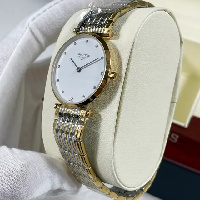 Longines DolceVita وجه أبيض ثنائي اللون كوارتز ساعة 7