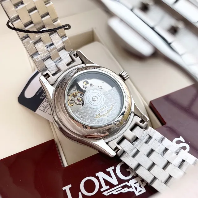 Longines Reloj mecánico con esfera de acero inoxidable plateada blanca 3