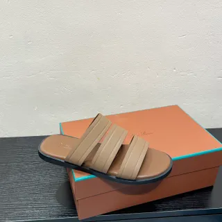 Loro Piana Beige Preto Três Tiras Acolchoado Chinelos