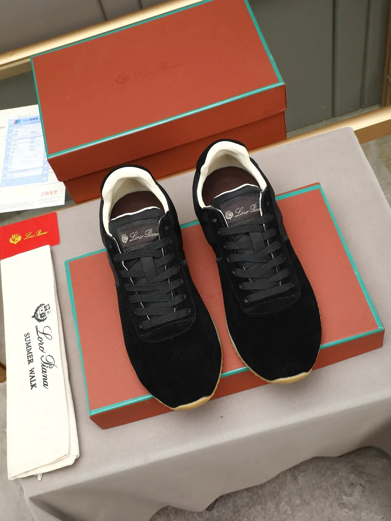 Loro Piana Sneakers Lifestyle Daim et Nylon Noir 3