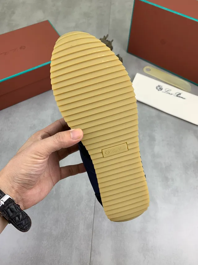 Loro Piana Navy Chaussures Lifestyle en Daim et Nylon 3