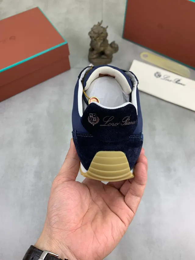 Loro Piana Navy Chaussures Lifestyle en Daim et Nylon 4