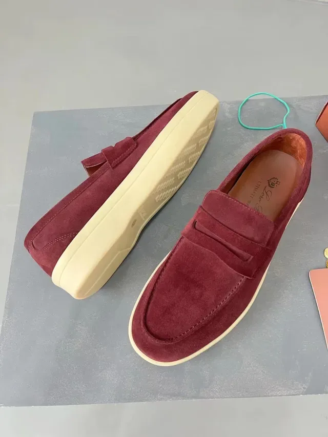 Loro Piana Penny Loafer Burdeos Ante Contraste Suela Mocasines 3